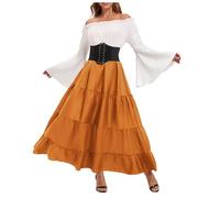 Deguisement Femme-Deguisement Medieval Robe De Princesse Femme Déguisement Halloween Pirate Costume Adulte Soiree Moyen Age Renaissance Medievale Sorciere Médiévale Tenue Médiéval Gothique,M