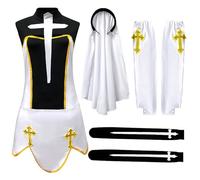 Deguisement Femme Drole Costume De Nonne Sexy, Deguisement Halloween Grande Taille Vampire Vintage SoiréE ThèMe Cosplay Accessoires Carnaval FêTe Performance Ensemble De VêTements