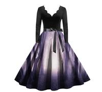 Deguisement Femme Halloween Adulte Robe Gothique Vintage, Robe De FêTe Manches Longues Mariage Cocktail SoiréE CéRéMonie DéContractéE Au Genou Costume De SorcièRe