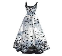 Déguisement Femme Halloween - Robe Médiévale Chic Dos Nu Vintage Bustier Longue - Noël (Blanc, XL)