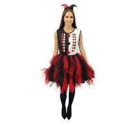 Déguisement femme - PTIT CLOWN - Arlequin avec Froufrou - Robe+serre-tête - Polyester léger - Confortable S/M