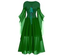 Deguisement Femme Robe Dirndl Bavière Costume Halloween Vampire Déguisement Adulte Gothique Oktoberfest Déguisements Adultes Sorcière Bavaroise Médiévale Cocktail D'halloween Année 80,Vert,XL