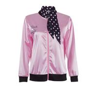 Déguisement Femme Rose Blouson Gilet Veste Jacket Pink Graisse Fancy Dress Lady avec Foulard années 50s Costume de Fantaisie Elegant