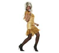 Déguisement femme - SMIFFYS - Diva Rock Tina Turner - Or - Taille S - Robe courte à pompons S