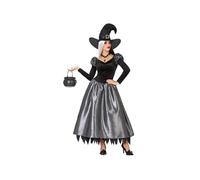 Atosa Déguisement Sorcière Noire Robe et Chapeau Panoplie Halloween Adulte XL