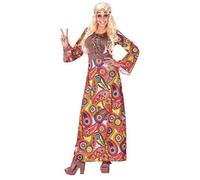 Déguisement femme - WIDMANN - Hippie Bohème - Robe longue fluide - Imprimé fleuri multicolore - Taille S (36/38) XXL