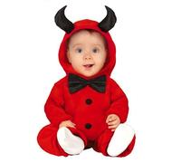 Déguisement - FIESTAS GUIRCA - Diablotin Bébé - Combinaison Rouge - Nœud Papillon Noir - Cornes Noires 1-2 ans