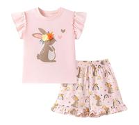 DéGuisement Fille 12 Ans Ensemble Deux pièces d'été pour Petites Filles Pantalon imprimé en Coton et Short. (6-7 Years)