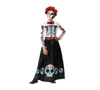 Déguisement fille - ATOSA - Squelette mexicain - Taille 5/6 ans - Robe longue satinée - Ceinture incluse 7-9 ans