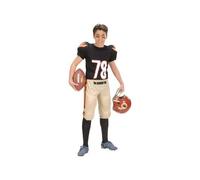 Déguisement Footballeur Américain Garçon - Taille: 8-10 Ans (140 Cm) Noir