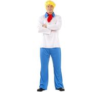 Funidelia Déguisement Officiel de Fred - Scooby Doo pour homme, Comprend t-shirt, pantalon, écharpe et perruque - Tenue pour adultes pour fêtes, Carnaval et Halloween - Taille unique