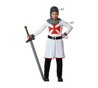 Déguisement garçon Chevalier templier - tunique blanche, cagoule lamé argent et ceinture (à partir de 3 ans) 11 ans