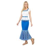 Déguisement Gauloise Femme - JADEO - Blanc et Bleu - Tissu Satiné - Taille L