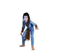 Déguisement Guerrier Bleu Enfant - Combinaison, Ceinture, Tablier et Protège-poignets 5-6 ans