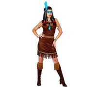 Widmann – Déguisement Guerrière indienne femme 00212 – robe, ceinture, bandeau à plume – M Marron