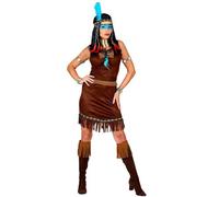 Widmann – Déguisement Guerrière indienne femme 00212 – robe, ceinture, bandeau à plume – M Marron