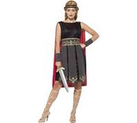 Smiffys Costume guerrier romain, Noir, avec robe et cape attachée, manchettes et bandeau Halloween