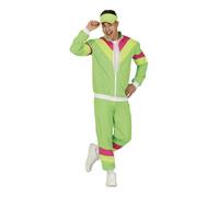 FIESTAS GUIRCA Déguisement Survêtement rayé vert fluo pour homme - Costume coloré des années 80 drôle pour hommes - Costume jogging des années 90 Enterrement de vie de garçon pour homme - Taille M