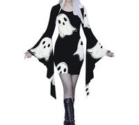 Deguisement Halloween Adulte Robe Gothique Velours Noir Costume Taille Haute Mini Fluide Confortable Vêtement Renaissance Festival Midi Genou Pour Fêtes Costumées vénements