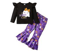 Deguisement Halloween Bebe 2 Pièces Ensemble comme Costume d'halloween de Pijama Bébé Sweat Pull Citrouille Pantalon Chauve-Souris Cosplay Nouveau-né 0-18 Mois