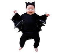 Deguisement Halloween Bebe Deguisement Chauve Souris Bebe Costume à Capuche de Chauve-Souris en Une Seule Pièce pour Nouveau-né Garçon Fille Grenouillère pour Bébé Tenue (#01 Black, 0-3 Months)