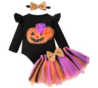 Déguisement Halloween Bébé Fille Citrouille - Robe Tutu Ensemble, Pyjama, Tenue Violet - Cadeau d'Halloween
