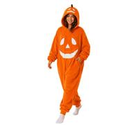 Déguisement Halloween Citrouille Costume Orange Doux Unisexe Loungewear | Pyjama d'Halloween en forme de citrouille pour cosplay, usage domestique, bal masqué, concert, carnaval, familles et couples