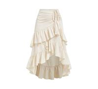 Deguisement Halloween Diablesse Femme Victorienne Sorciere Halloween Elegant Cosplay Elegante Beige Deguisement Pirate Vintage Soirée Sexy Medievale Médiévale jupe Sorciere Medievale Femme Beige M