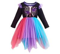 Déguisement Halloween Enfant Costume Gothique Enfants Robe Sorcière avec Chapeau Féerique Mariage Sans Bretelles Princesse Moana Pour Carnaval Cosplay Fête 3-16 Ans