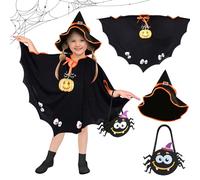Deguisement Halloween Enfant,Costume Halloween Enfant Fille,Avec 1 * Chapeau,1* Araignée Trick or Treat Sacs,Pour Carnaval,Convient pour Hauteur 90-150cm Filles Garçons Enfants,Pour 5-13 Kinder