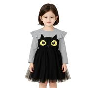 Déguisement Halloween Enfant Robe Tutu Adorable Costume Chauve-Souris | Robe Midi à Manches Longues Tenue Halloweens Déguisement Magique Enfant en Tulle Halloween Bal Masqué Cosplay