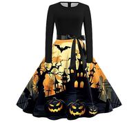 Deguisement Halloween Femme Adulte Gothique Médiévale Costume Robe Renaissance Viking Vintage A-Line pour Toussaint Parti DéGuisements