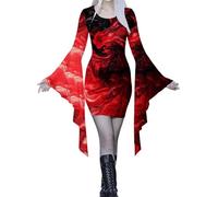 Deguisement Halloween Femme Adulte Robe Steampunk Vampire Renaissance Viking Médiévale Victorienne Reine Costume Vintage A-Line pour Toussaint cosplay, carnaval