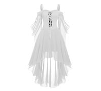 Deguisement Halloween Femme Chic Grande Taille Adolescente Robe de Sorciere Sorcière Citrouille Gothique Deguisement Halloween Malefique Robe Sorciere Femme Blanc 3XL