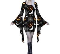 Déguisement Halloween Femme Costume Robe Noire Automne Deguisement Infirmiere Gothique De Soiree Pour Sorcière Médiévale Renaissance Tulle Le noir #11 M