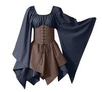 Déguisement Halloween Femme-Déguisement Pirate Femme Costume Médiéval Robe Soiree Deguisement Medieval Halloween Tenue Medievale De Princesse Moyen Age Renaissance Gothique Adulte Médiévale,XL