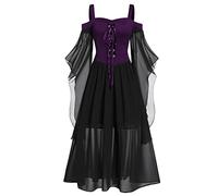 Deguisement Halloween Femme Déguisement Sorcière Vampire Reine Adulte Robe Gothique Médiéval Renaissance Sexy Cosplay Costume Grande Taille Robe À Manches Cloche Halloween Carnaval Pâques Noël