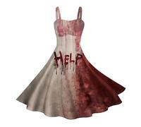 Deguisement Halloween Femme Douce Mystique Costumes Lugubre Spectrale Robes Creepy Pumpkin Dress Princesse Gothique Dresses Vintage Sorcière Deguisement Costume(1-Vif Rose,XXL)