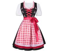 Déguisement Halloween Femme Ensemble Trois Pièces Robe Tablier Broderie Manches Courtes Col Rond Laçage Taille Déguisement Casual Cosplay
