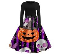 Deguisement Halloween Femme Grande Taille Robe Longue Dos Nu D'halloween Chic Et Elegant a Line Gothique Automne Adulte Sorciere Costume Femme,déguisement Col En V Violet-4 M