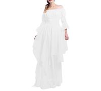 DéGuisement Halloween Femme, Robe Gothique RéTro pour Femmes en Dentelle ÉLéGante avec Manches ÉVaséEs Costume Cosplay De Style Cour ImpéRiale