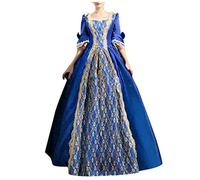 Deguisement Halloween Femme Robe médiévale pour Corset Gothique sans Manches Moyen Age Renaissance Dress Médiéval Taille Haute Vêtements Grande Trompette Maxi fête