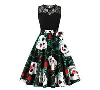 Deguisement Halloween Femme Sexy Diablesse, Robe Dentelle Chic Robe MéDiéVale Soiree AnnéEs 50 Vintage FêTe Casual HabilléE Basique PlisséE Elastique Midi Jupe Swing Cocktail CéRéMonie