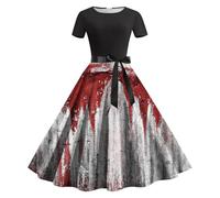 Deguisement Halloween Femme Sexy Diablesse Robe - RéTro Robe Style Audrey Hepburn Chic Et Elegant AnnéEs 20 Robe D'éTé en Mousseline De Coupe Ample De MariéE Cocktail SoiréE Bal