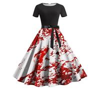 Deguisement Halloween Femme Sexy Diablesse Robe RéTro Robe Style Audrey Hepburn Chic Et Elegant AnnéEs 29 Robe D'éTé en Mousseline De Coupe Ample De MariéE Cocktail SoiréE Bal