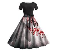 Deguisement Halloween Femme Sexy Diablesse Robe - RéTro Robe Style Audrey Hepburn Chic Et Elegant AnnéEs 20 Robe D'éTé en Mousseline De Coupe Ample De MariéE Cocktail SoiréE Bal