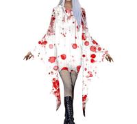 Déguisement Halloween Femme Sorcière Robe Sanglante Pour Ghostface Medieval Sorciere Soiree Costume Adulte Robes D'halloween Vintage Femmes, Médiévale Renaissance Gothique Tulle B-Blanc1 XXL