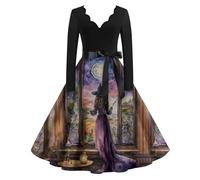 Déguisement Halloween Femme Vampire Tenue Costumes Robe Gothique Grande Taille Sorciere Elegante Maquillage Malefique Médiévale Sorcière Pirate Deguisement Deguisement Voyante Pourpre 5XL