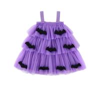 Deguisement Halloween Fille 4 Ans-Robe de soirée d'halloween pour Fille-Manches Chauve-Souris-Tenue superposée avec imprimé Citrouille-pour Un Tour ou Une célébration (Purple-1-2 Years)
