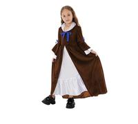 Deguisement Halloween Fille 6 Ans,Robe médiévale pour Filles, Robe Longue française, Costume élégant pour fête d'halloween, Tenue Formelle (Brown, 3-5 Years)